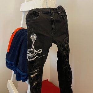 AMIRI Men’s Black Snake Path Jeans